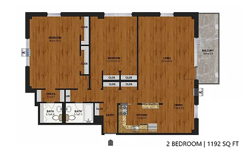 Floor plan The Shores - Two Bedroom (D)