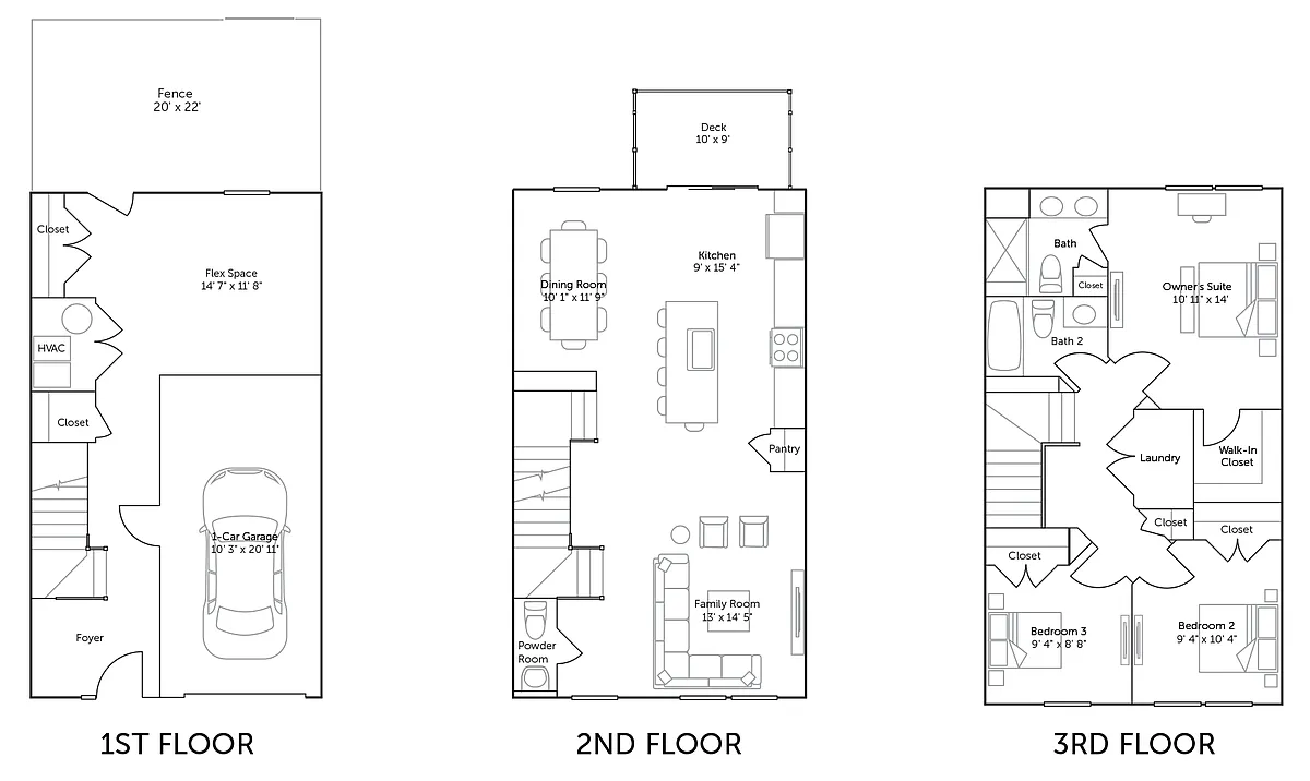 Floor plan Tennyson - 3 Bed / 2.5 Bath TH 1 Car Garage F