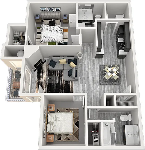 Floor plan 2 Bed / 2 Bath B1