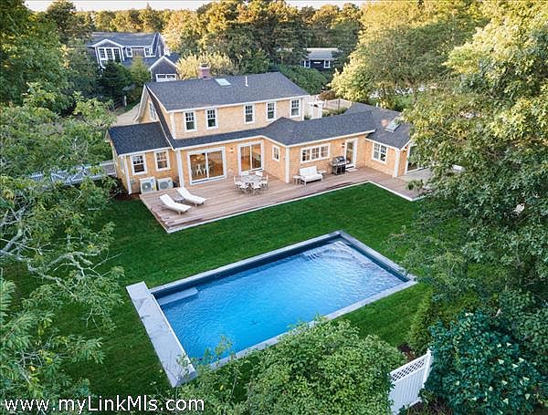 Aerial View of House and Pool