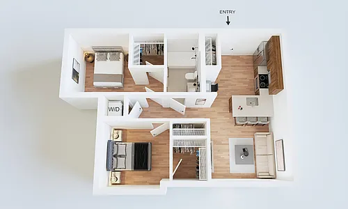 Floor plan 2BR/1BA - Potter