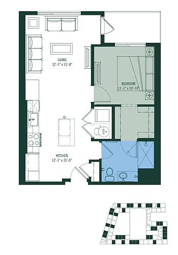 Floor plan 1 Bed/1 Bath-A1