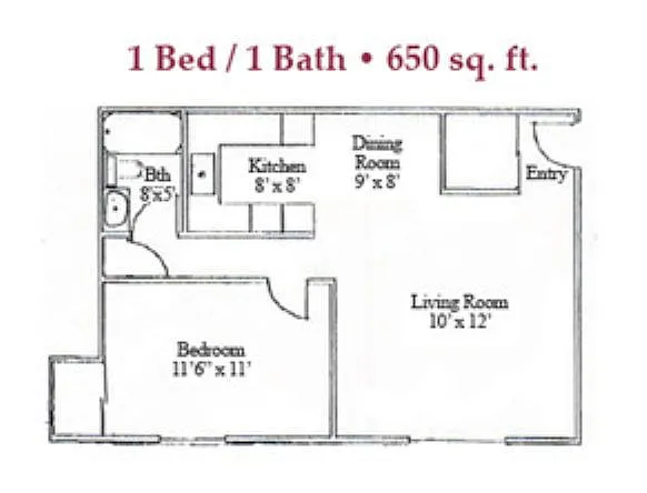 Floor plan One Bed One Bath