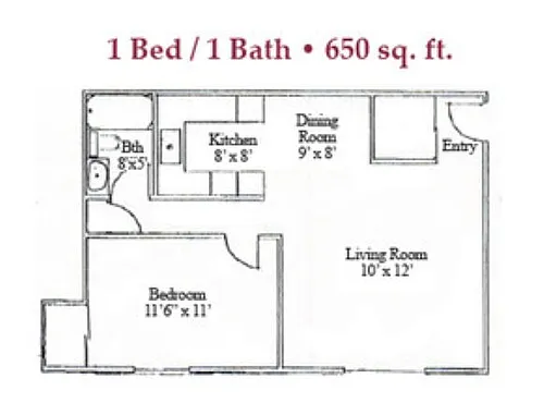 Floor plan One Bed One Bath