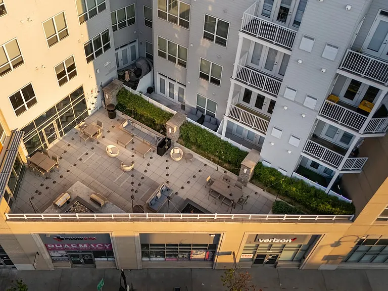 Building exterior with rooftop patio