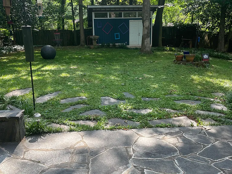 Backyard patio and green space