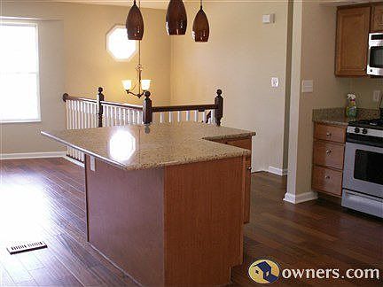 Kitchen Island looking out at Living and Dining Room