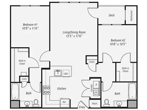 Floor plan 2 Bed/2 Bath-B4