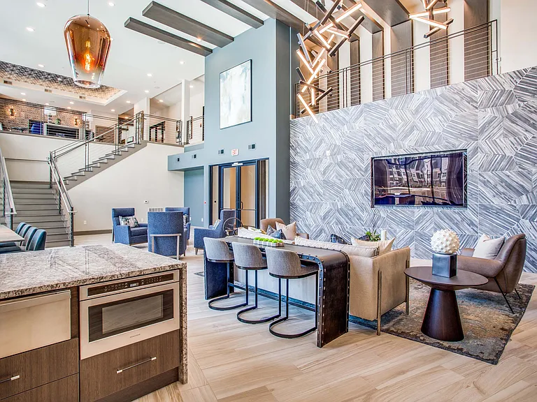 Resident lounge with community kitchen