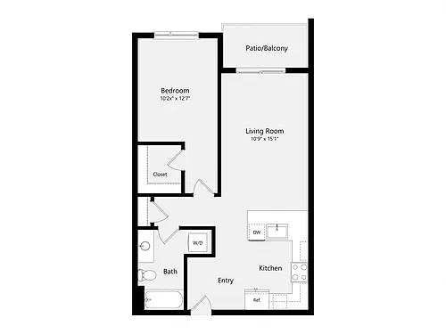 Floor plan One Bedroom B02B