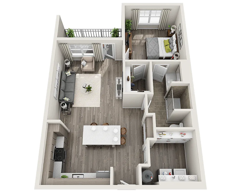 Floor plan One Bedroom A1C