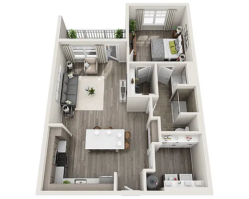 Floor plan One Bedroom A1C