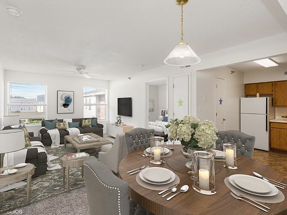 Open concept living and dining space