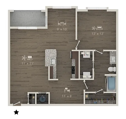 Floor plan A2 + Den