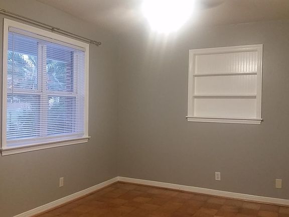 Living room with built in shelves