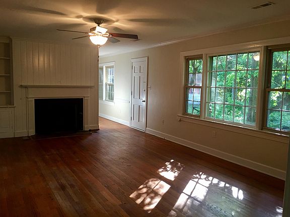 Living room with working fireplace
