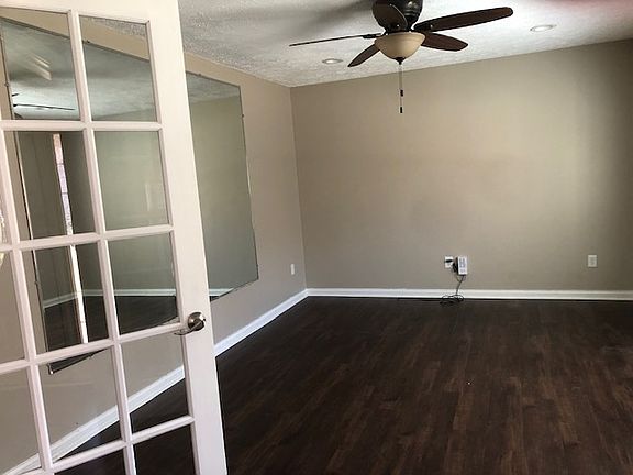 Living room with french doors for extra privacy