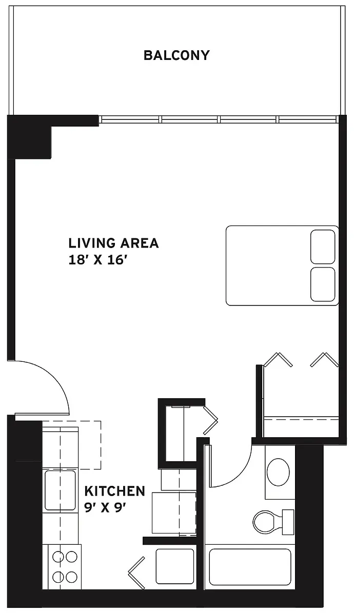 Floor plan Studio 1 Bath A