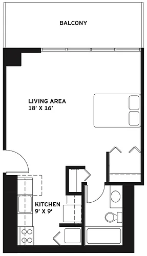 Floor plan Studio 1 Bath A
