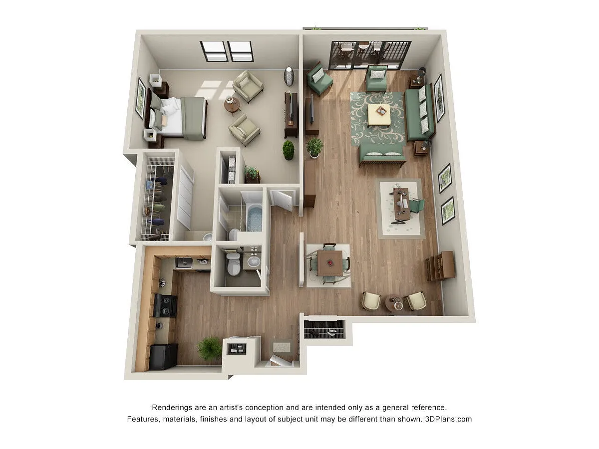 Floor plan 1 Bed 1.5 Bath B