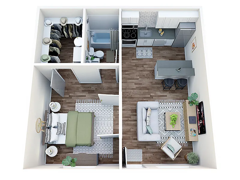 Floor plan 418 1 Bed 1 Bath