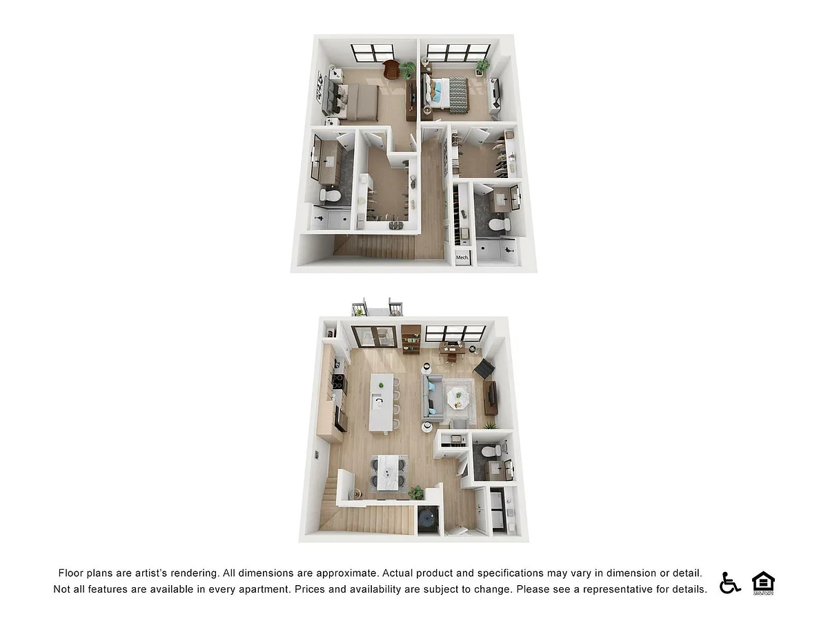 Floor plan 2BR/2.5BA - TH 1C