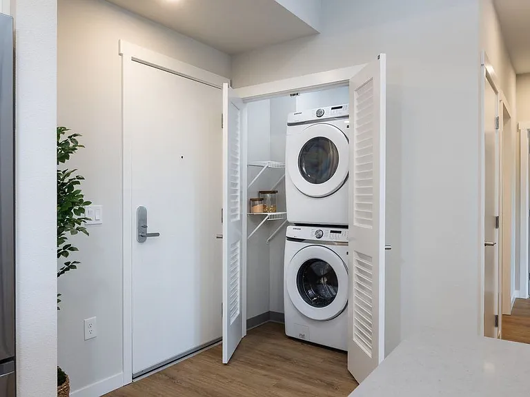 Full-sized stacking washer and dryer