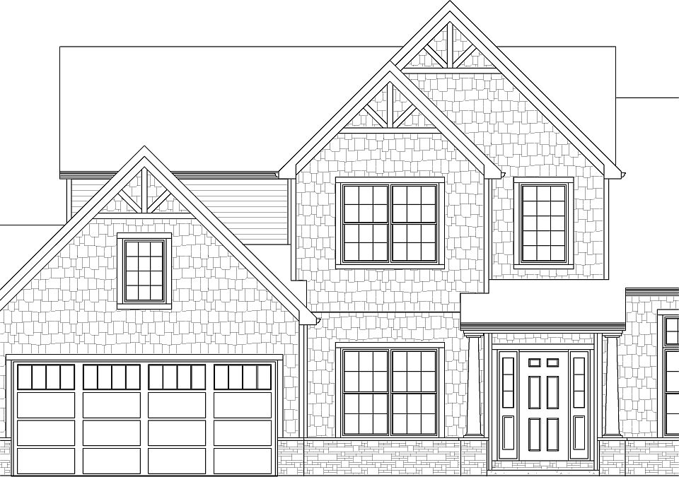 Standard front elevation of the Birchwood plan.