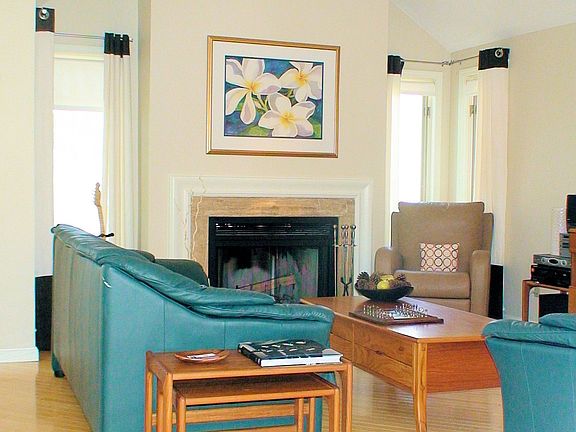 Living Room w/Cath Ceiling and FP