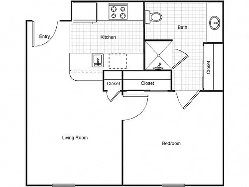 Floor plan 1 Bedroom Tax Credit