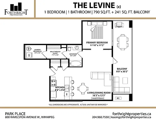 Floor plan 1 Bed - Levine C