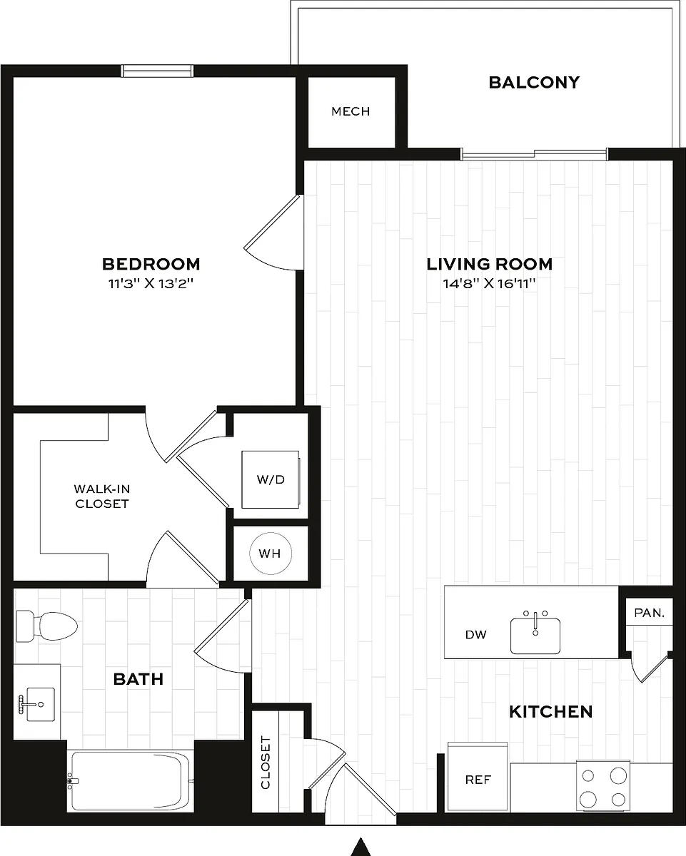 Floor plan 1 Bed/1 Bath-B-HA