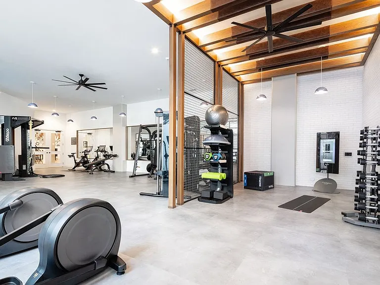 State-of-the-art fitness center with separate stretching area