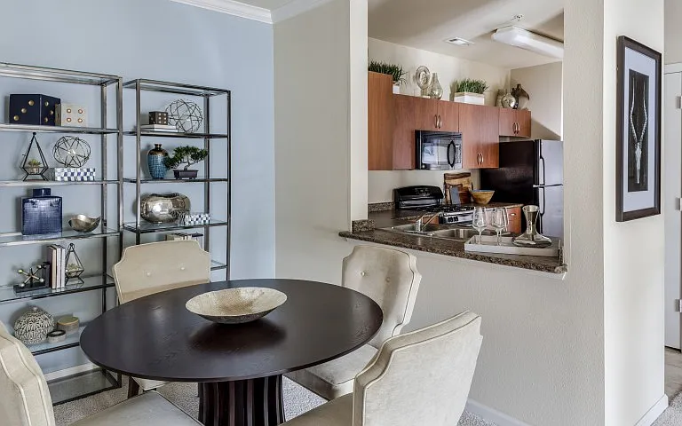 Kitchen and dining area in classic home
