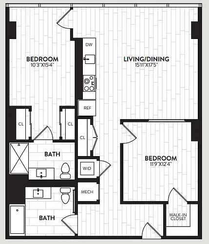 Floor plan 2 Bed/2 Bath-2P.2