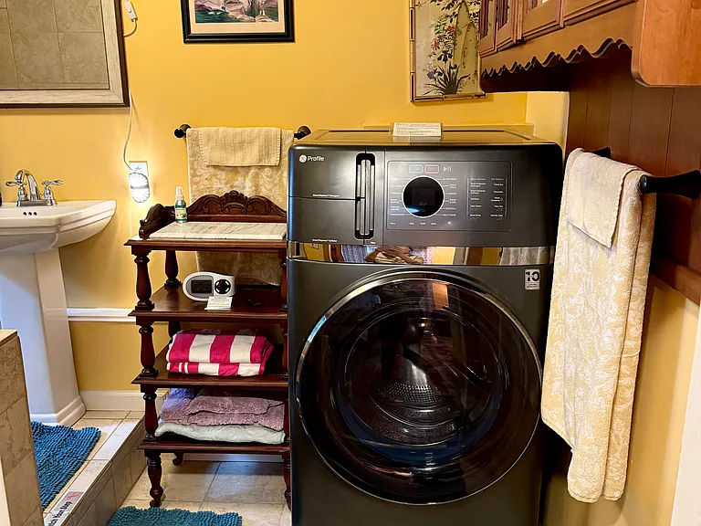 Inside bathroom there is a washer-dryer combo that works like a charm.