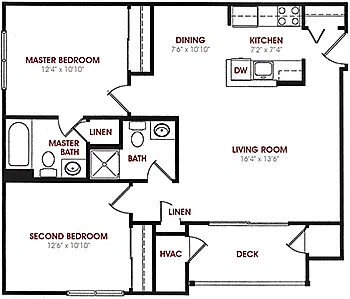 Floor plan Two Bed Two Bath