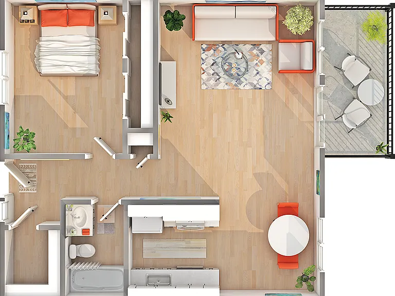 A1 | 1-Bedroom Floorplan A1 | 1-Bedroom Floorplan