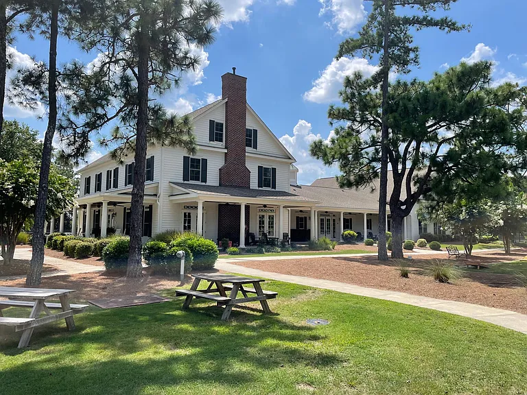 The clubhouse with pro shop and fitness rooms.