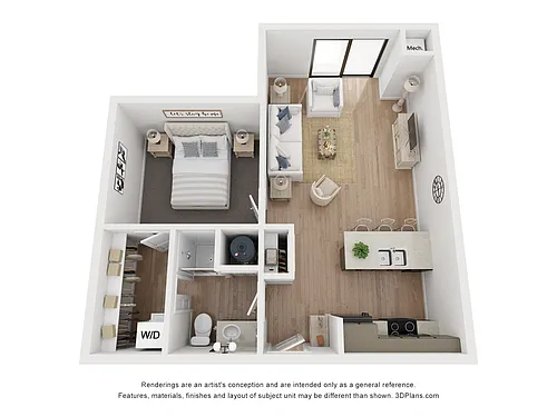 Floor plan 1 Bedroom 1 Bathroom