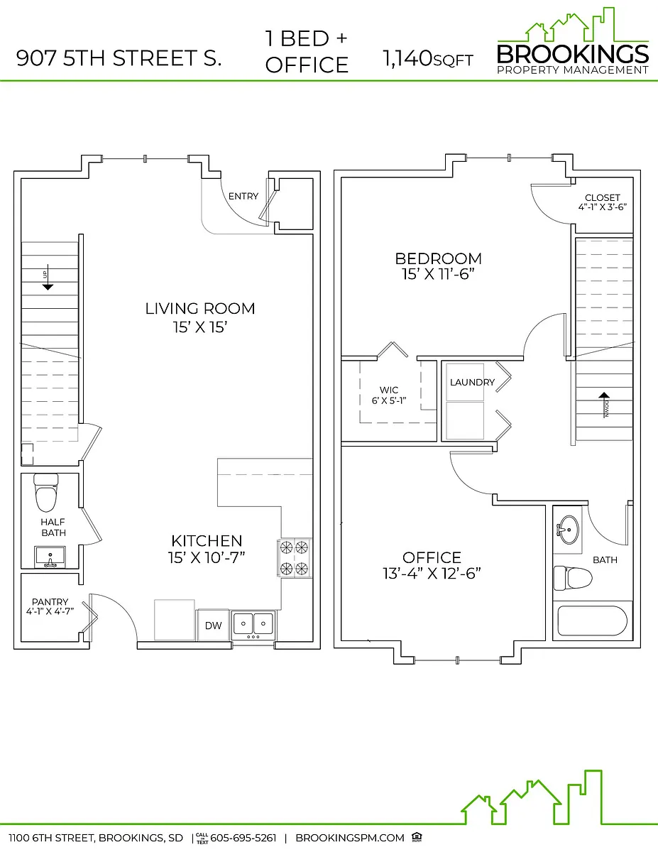 Floor plan 1 Bedroom with Office