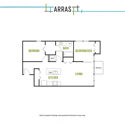Floor plan Two Bed One Bath A1