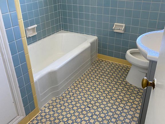 Full Bathroom with New Toilet and Vanity, Vintage Tile