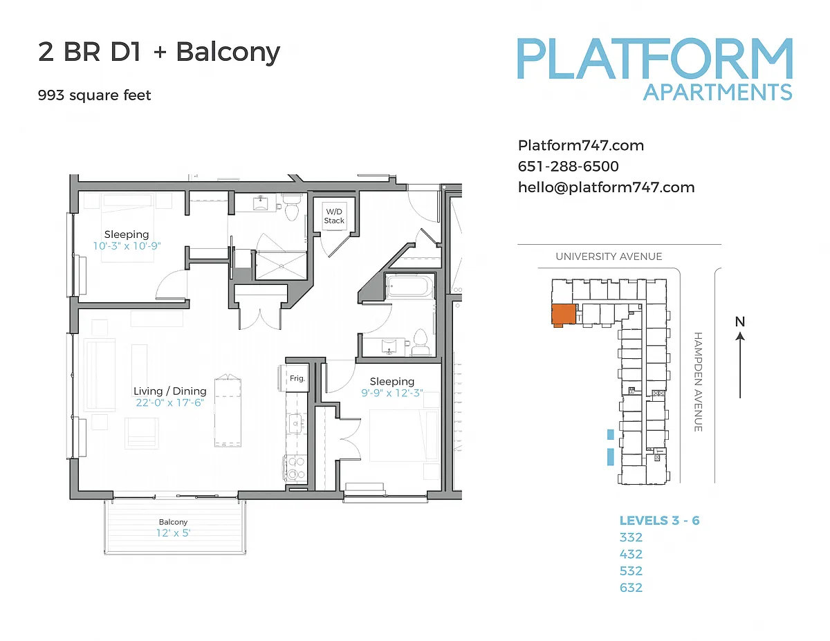 Floor plan Two Bedroom D1