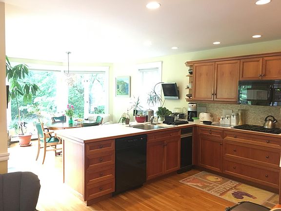 Kitchen and view to backyard