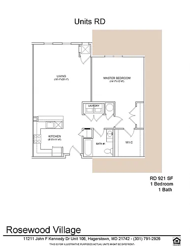 Floor plan 1 bed 1 bath RD
