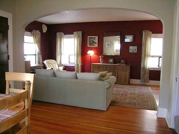 Front entry into living room and dining room.
