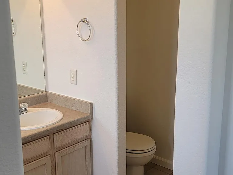 Looking into master bathroom