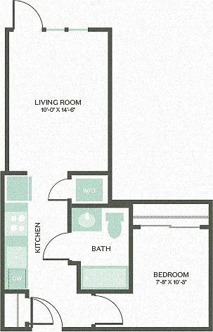 Floor plan Open One Bed 1