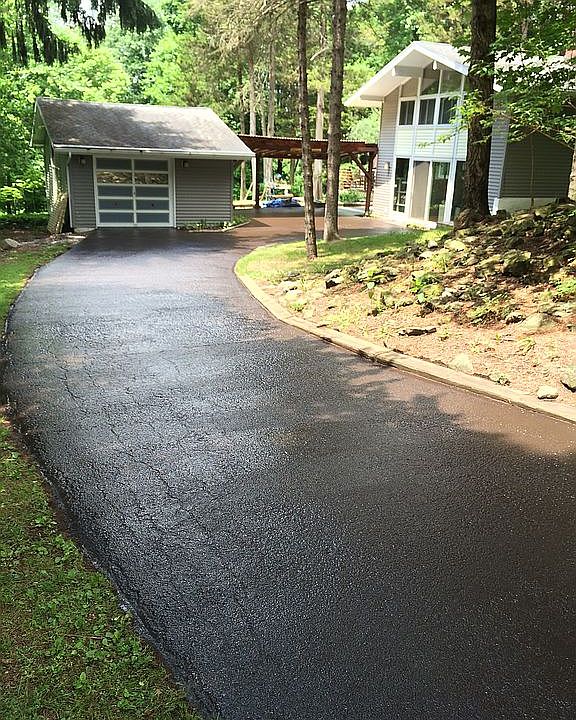 Newly sealed driveway